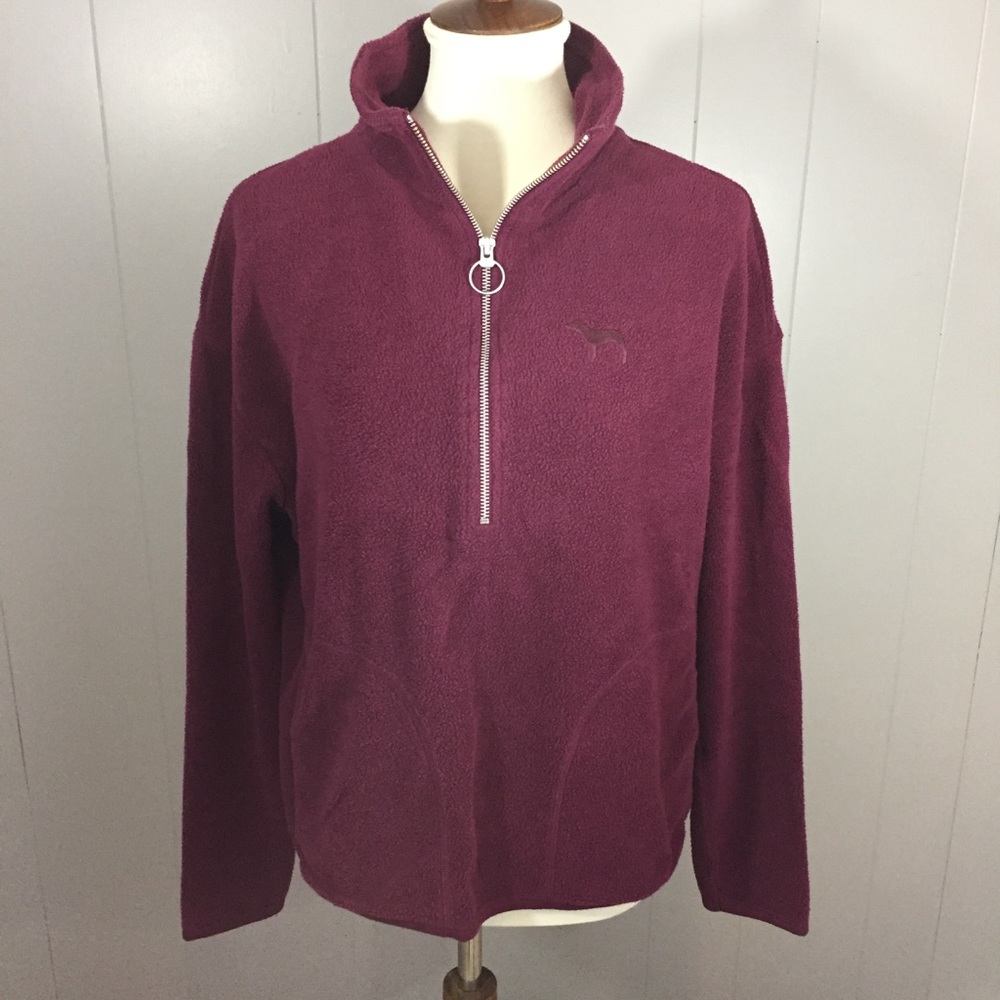 PINK 1/4 zip fleece Sherpa pullover sweatshirt